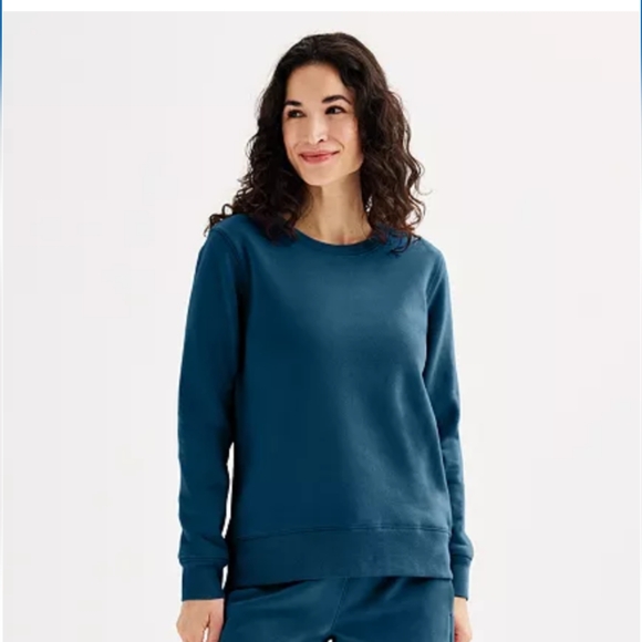 Tek Gear Ultrasoft Fleece Crewneck Sweatshirt Blue Crayon, Size: L (EUC) - Picture 1 of 6